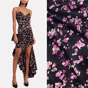 Caroline Constas Asymmetrical Silk Floral Dress Medium